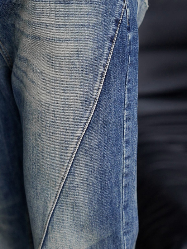 Men's Vintage Washed Flare Slim Jeans-3