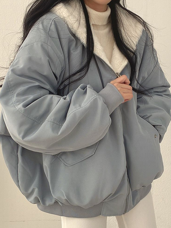 Reversible Oversize Fleece Hooded Jacket-2