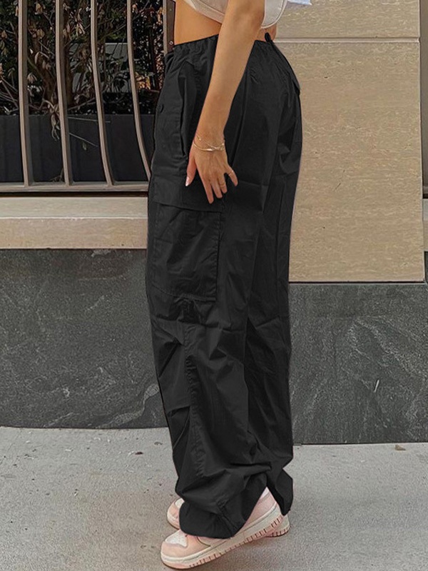 Drawstring Y2K Baggy Cargo Pants-3