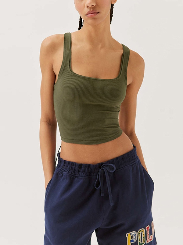 Solid U Neck Slim Tank Top-1